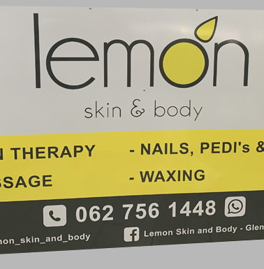 Contact Graphics Shop Signage Lemon Skin and Body Durban South Africa