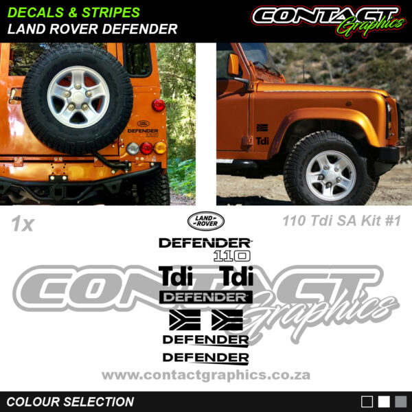 Contact Graphics Decals and Stripes Land Rover Defender 110 Tdi SA Sticker Kit 1