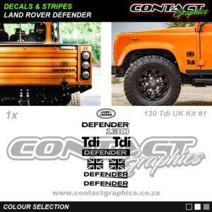 Contact Graphics Decals and Stripes Land Rover Defender 130 Tdi UK Sticker Kit 1
