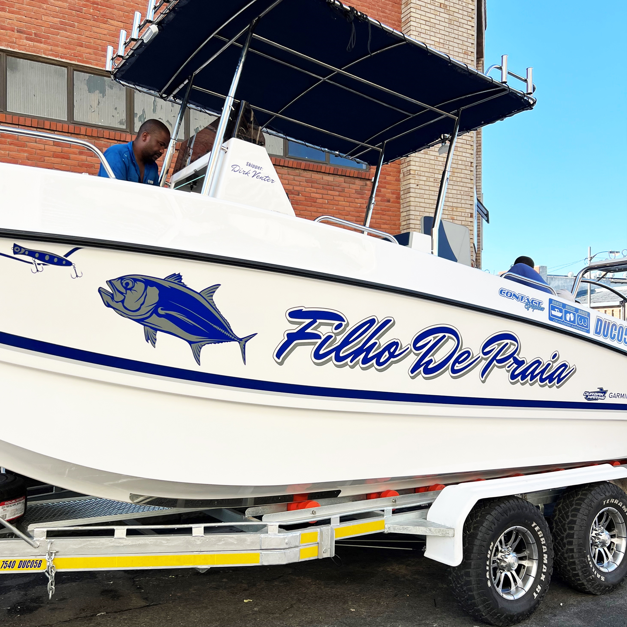 Contact Graphics Wraps Decals Signs Boat Name Seacat 63X Skiboat Fishing Branding Durban South Africa